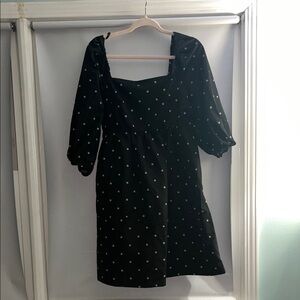 Chic Black Polka Dot Long Sleeve Dress